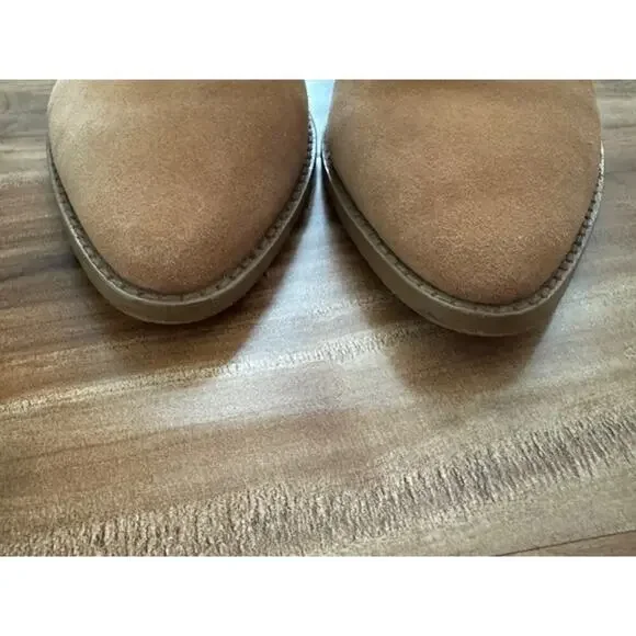 Rebecca Minkoff Jacy Chelsea Suede Ankle Boots Butterscotch Tan Camel- Size 8.5M - Picture 9 of 11